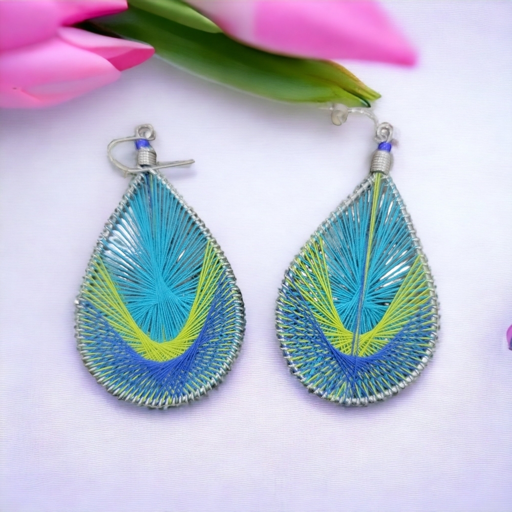 Blue peacock inspired earrings
